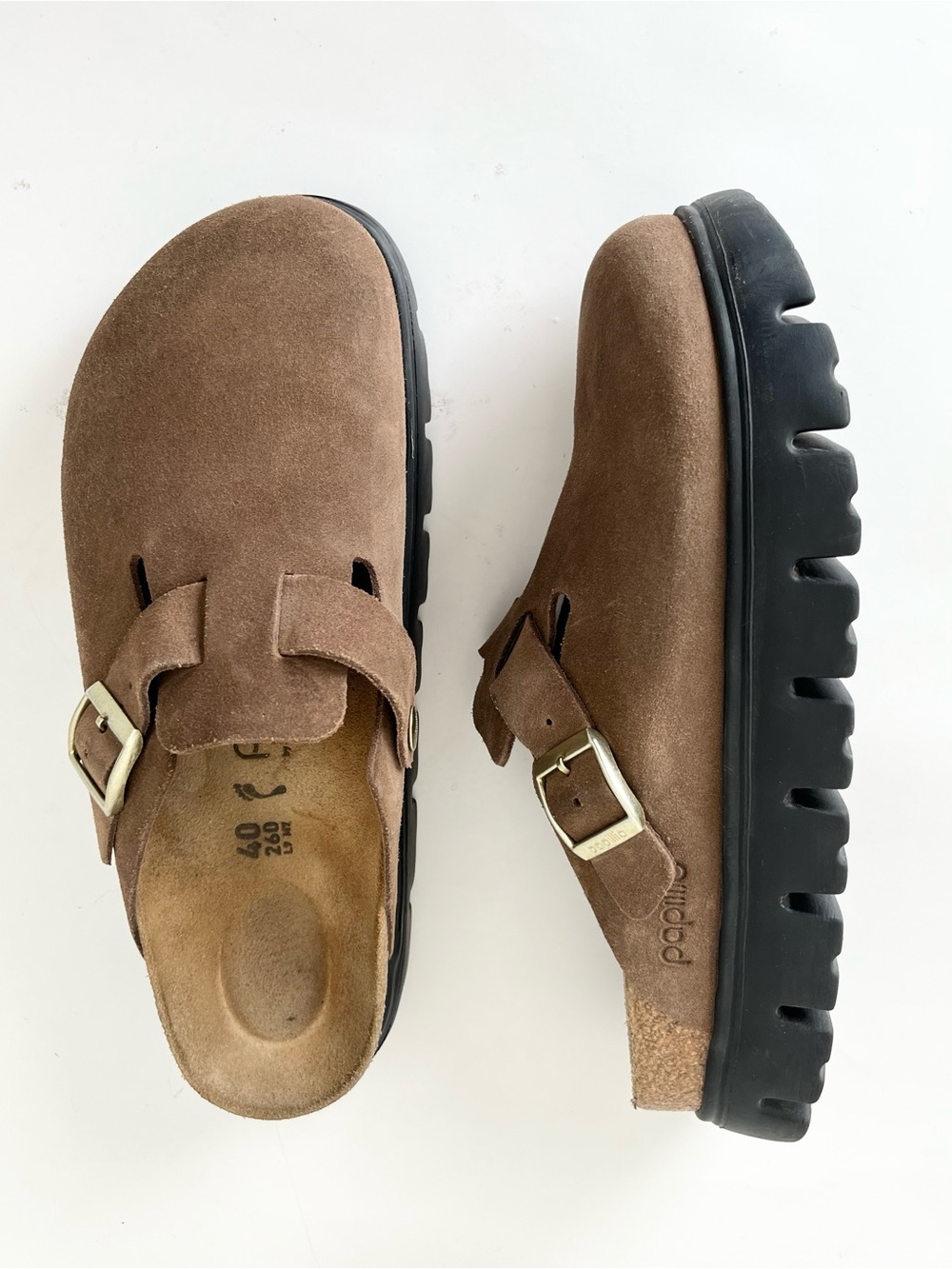 Birkenstock Papillio platform Boston Chunky Suede Platform Clogs 40 US 9 - Picture 2 of 11